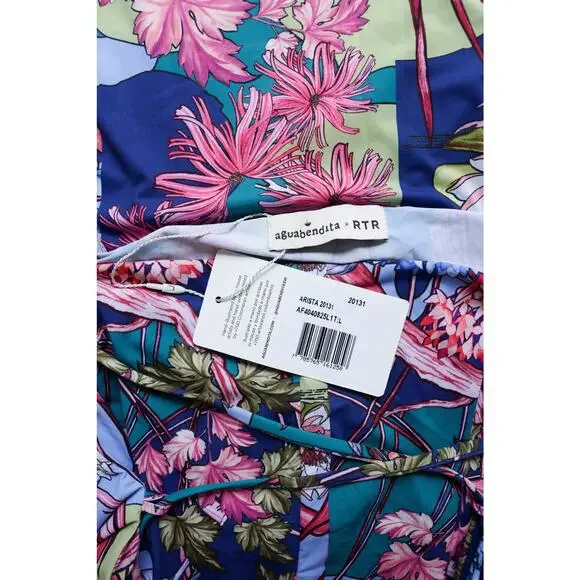 Agua Bendita x RTR Tropical Arista Maxi Dress Floral Open Back Sz L NWT - Picture 5 of 6